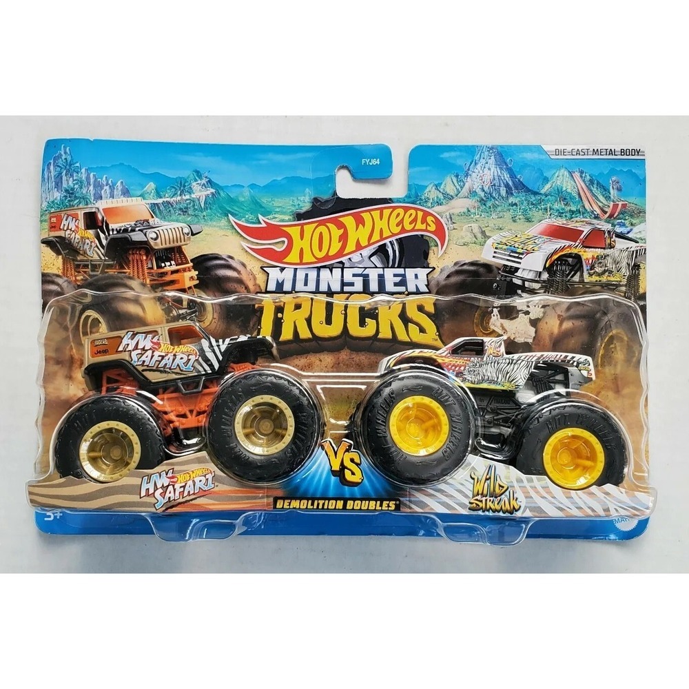 Hot Wheels Monster Trucks Demolition Doubles HW Safari vs Wild Streak 1:64 GJF64